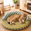 Round Woven Pet Bed with Removable, Washable Two-Layer Mat
