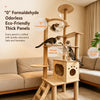 Large Wooden Cat Tree with Scratching Posts, Steps & Cat Houses