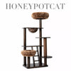 Natural Rubberwood Cat Tree with Hideaway House
