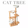 Natural Rubberwood Cat Tree with Hideaway House
