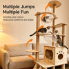 Large Wooden Cat Tree with Scratching Posts, Steps & Cat Houses