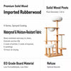 Natural Rubberwood Cat Tree with Hideaway House