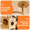 Large Wooden Cat Tree with Scratching Posts, Steps & Cat Houses