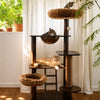 Natural Rubberwood Cat Tree with Hideaway House