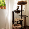 Natural Rubberwood Cat Tree with Hideaway House