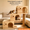 Large Wooden Cat Tree with Scratching Posts, Steps & Cat Houses