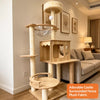 Large Wooden Cat Tree with Scratching Posts, Steps & Cat Houses