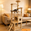 Large Wooden Cat Tree with Scratching Posts, Steps & Cat Houses