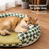 Round Woven Pet Bed with Removable, Washable Two-Layer Mat