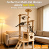 Large Wooden Cat Tree with Scratching Posts, Steps & Cat Houses