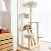 Natural Rubberwood Cat Tree with Hideaway House