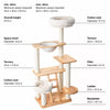 Natural Rubberwood Cat Tree with Hideaway House
