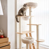 Natural Rubberwood Cat Tree with Hideaway House