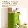 4-Level Solid Wood Cat Tree with Enclosed Hideaway