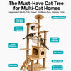 Large Wooden Cat Tree with Scratching Posts, Steps & Cat Houses