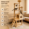 Large Wooden Cat Tree with Scratching Posts, Steps & Cat Houses