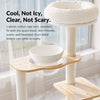 Natural Rubberwood Cat Tree with Hideaway House