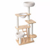 Natural Rubberwood Cat Tree with Hideaway House
