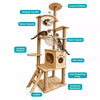Large Wooden Cat Tree with Scratching Posts, Steps & Cat Houses
