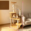 Large Wooden Cat Tree with Scratching Posts, Steps & Cat Houses