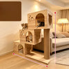 Large Wooden Cat Tree with Scratching Posts, Steps & Cat Houses