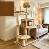 Large Wooden Cat Tree with Scratching Posts, Steps & Cat Houses