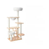 Natural Rubberwood Cat Tree with Hideaway House