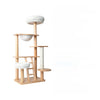 Natural Rubberwood Cat Tree with Hideaway House