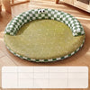 Round Woven Pet Bed with Removable, Washable Two-Layer Mat